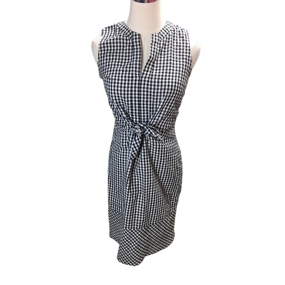 Vineyard Vines Dress Women's Size 2 Black White Plaid Sleeveless Cotton Blend - Picture 1 of 6